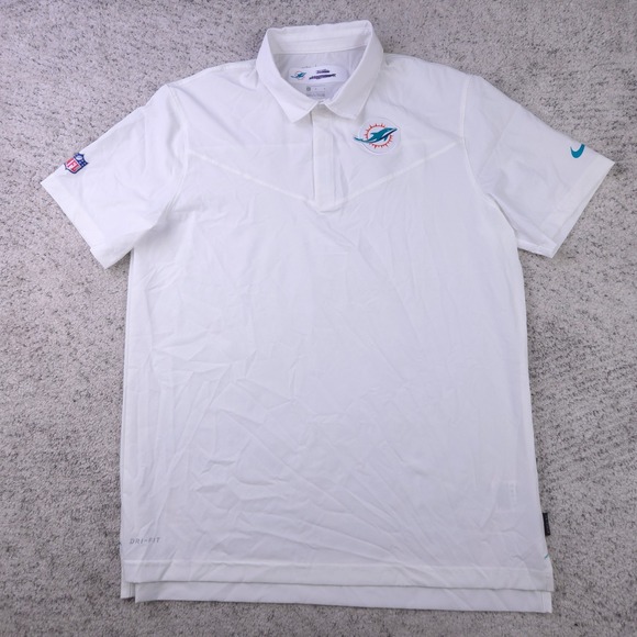 Nike Other - Miami Dolphins Team Issued Polo Shirt Mens Large Nike On Field White Dri Fit GUC